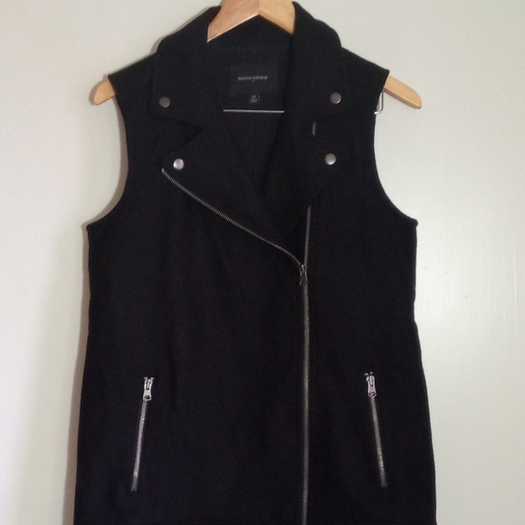 Banana Republic Jackets & Blazers - Banana Republic black wool longline moto vest women's size medium